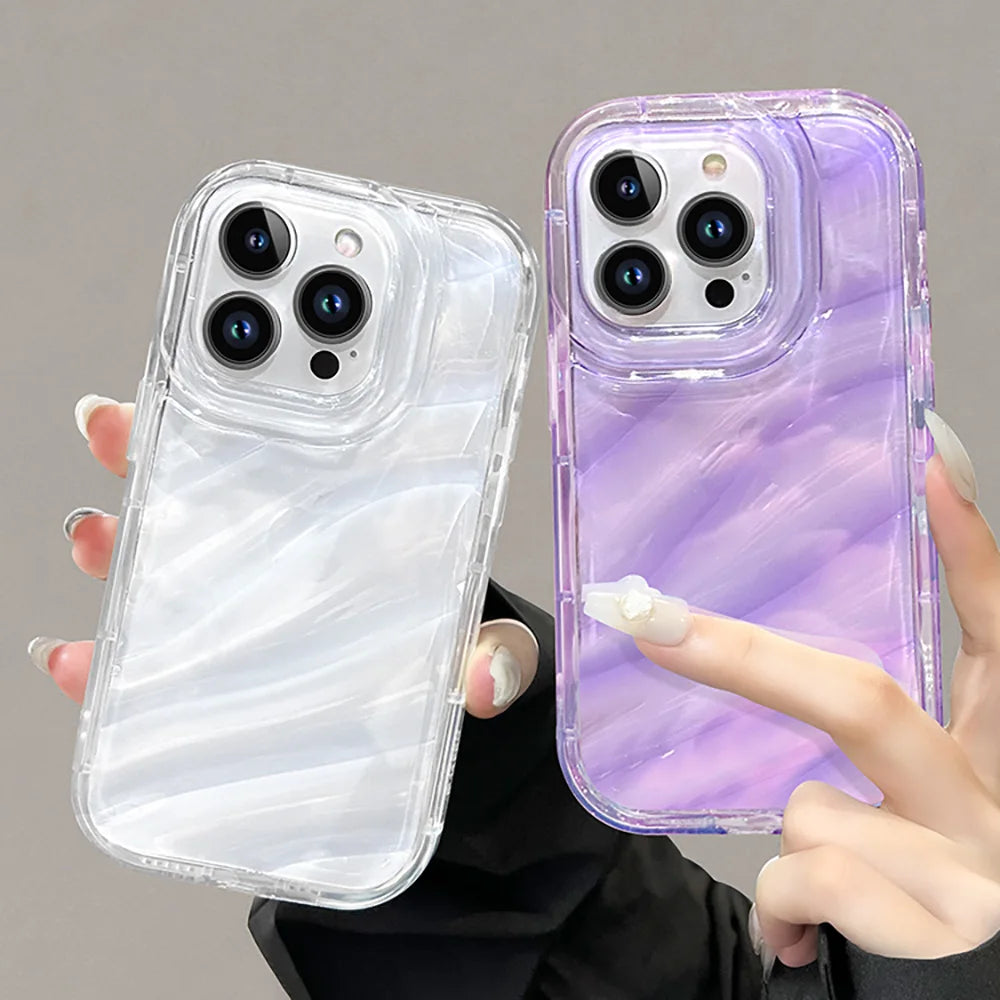 Airbag Phone Case For iPhone 11 Case iPhone 13 16 14 12 15 Pro Max XS XR X 7 8 Plus SE Shockproof Bumper Soft Clear Wavy Cover