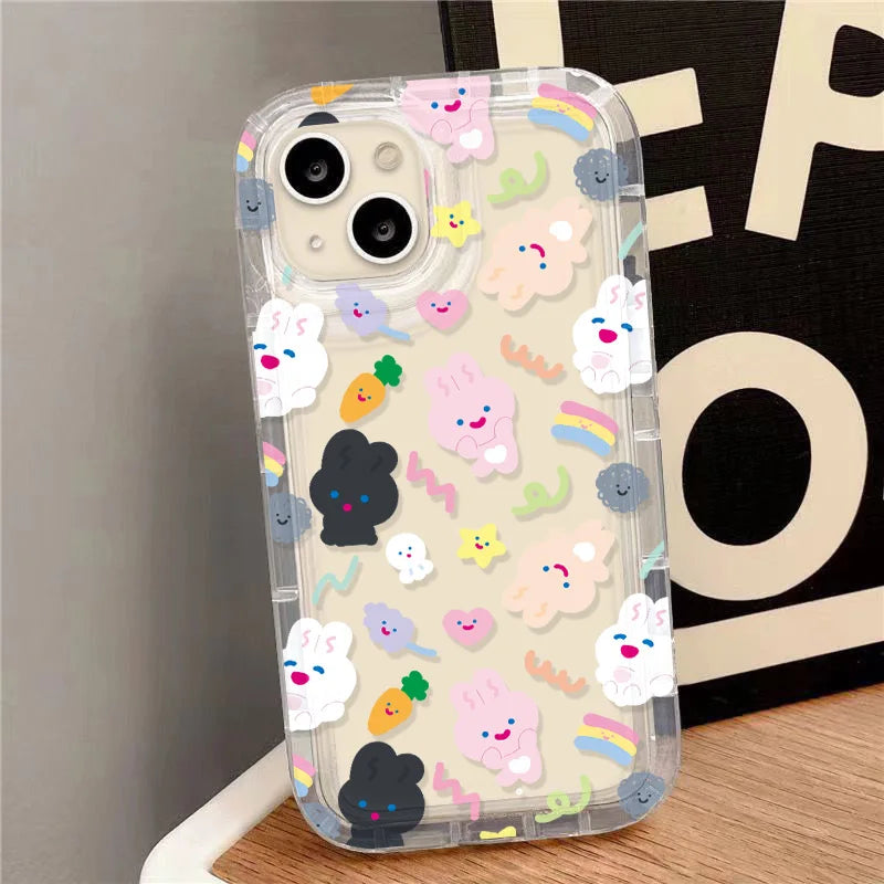 Cute Dinosaur Phone Case For iPhone 11 Case iPhone 15 13 12 16 14 Pro Max XR XS X 7 8 Plus SE 2020 Airbag Cartoon Animals Cover