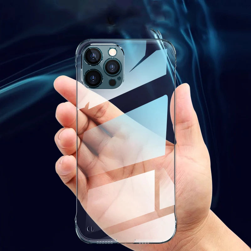 Ultra Thin Frameless Clear Case for iPhone 16 15 14 13 12 11 Pro X XR XS Max Plus Slim Hard Shockproof Bumper Transparent Cover