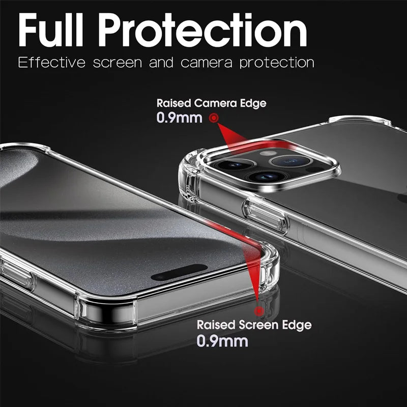 Armor 9H Glass + Case for iphone 11 12 13 14 15 16 pro silicone cover iphone 15 pro max screen protector shockproof clear cases