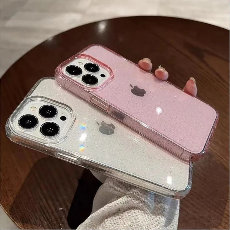 Luxury Bling Glitter Clear Case For iPhone 16 15 14 13 12 Mini 11 Pro Max X XR XS 7 8 Plus Shockproof Transparent Soft TPU Cover