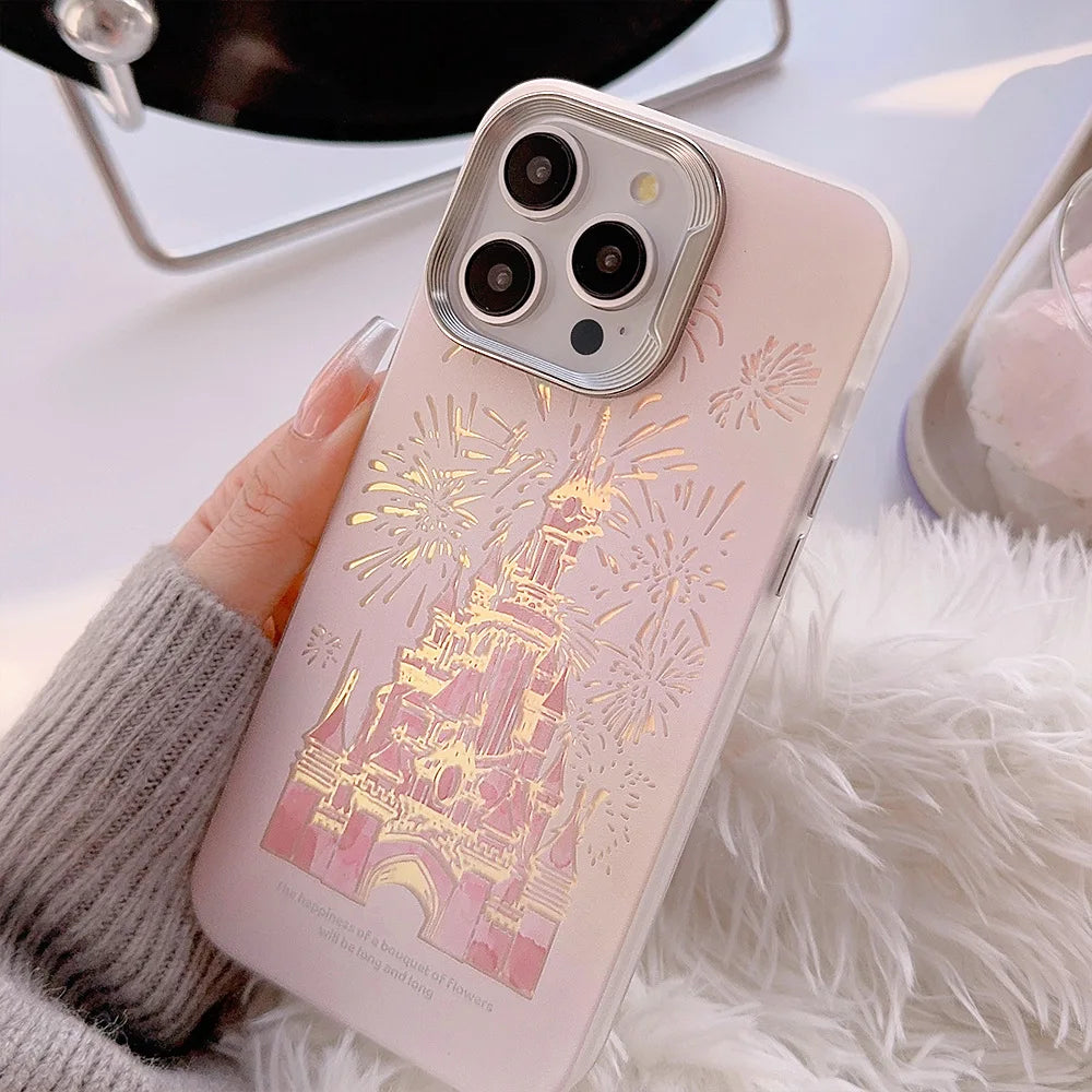 Dream Castle Fireworks Gradient Dazzling White Cover Case For iPhone 16 15 14 13 12 11 Pro Max Plus Phone Case