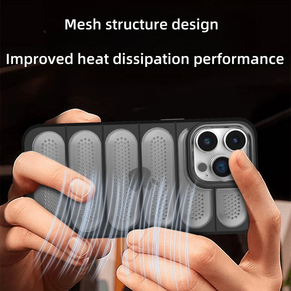 Heat Dissipation Matte Frosted Cooling Phone Case For iPhone 15 16 Pro Max 14 13 12 11 Luxury Translucent Breathable Back Cover