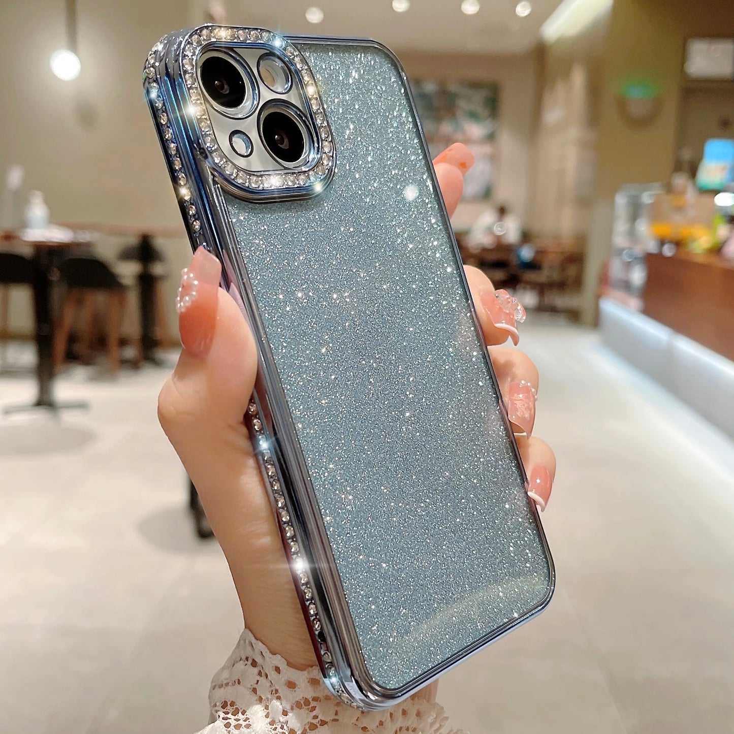 Luxury Bling Glitter Diamond Case For iPhone 16 15 14 Plus 13 11 12 Pro XR X XS Max Soft Rhinestone Plating Bumper Sequin Cover