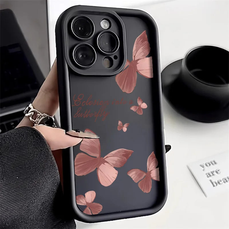 Liquid Silicone Case For iPhone 11 Case iPhone 15 12 13 14 16 Pro Max 7 8 Plus XS X XR SE 2020 2022 Butterfly Shockproof Cover