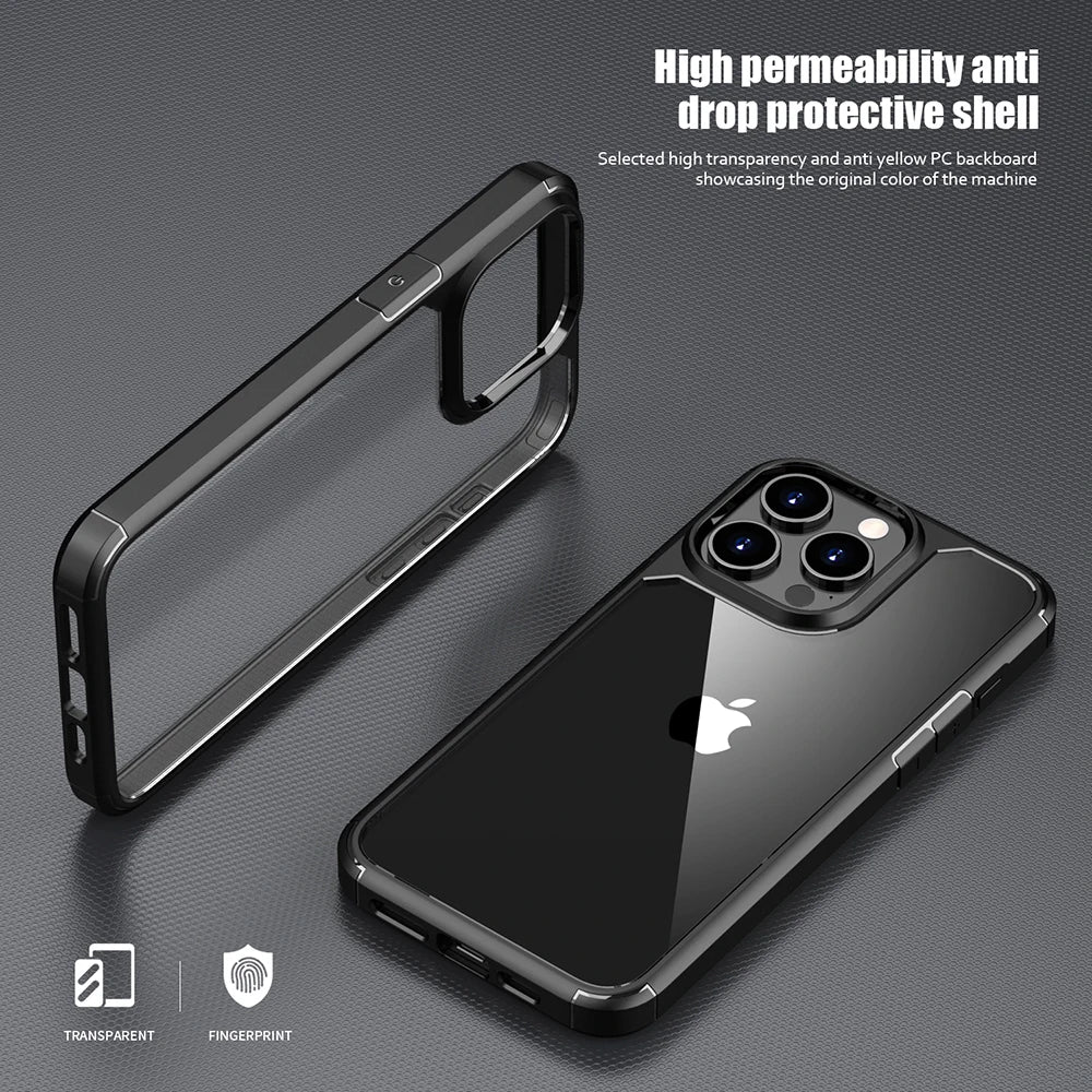 Shockproof Armor Phone Case For iPhone 15 ProMax Case Transparent Cover For iPhone 16 15 14 13 Plus Pro Max Protective Shell