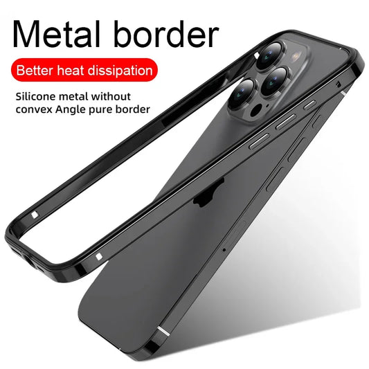 Discount Hybrid Silicone Frame Aluminum Metal Phone Case For iPhone 16 15 Pro Max 14 13 12 Better Heat Bumper sale