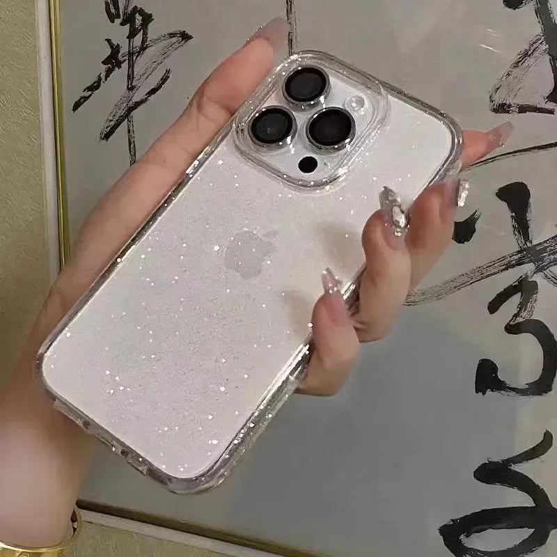 Discount Luxury Bling Glitter Clear Phone Case For iPhone 16 11 13 15 14 Pro Max X XR XS 7 8 Plus SE3 Shockproof Transparent Soft Cover sale