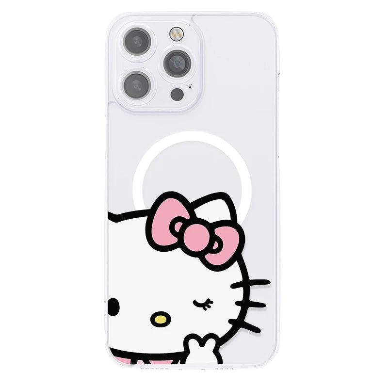 Sanrio Hello Kitty Cute Cartoon With Magsafe Case For iPhone 16 15 14 13 12 Pro Max Magnetic Compatible Hard Shell Cover WK447