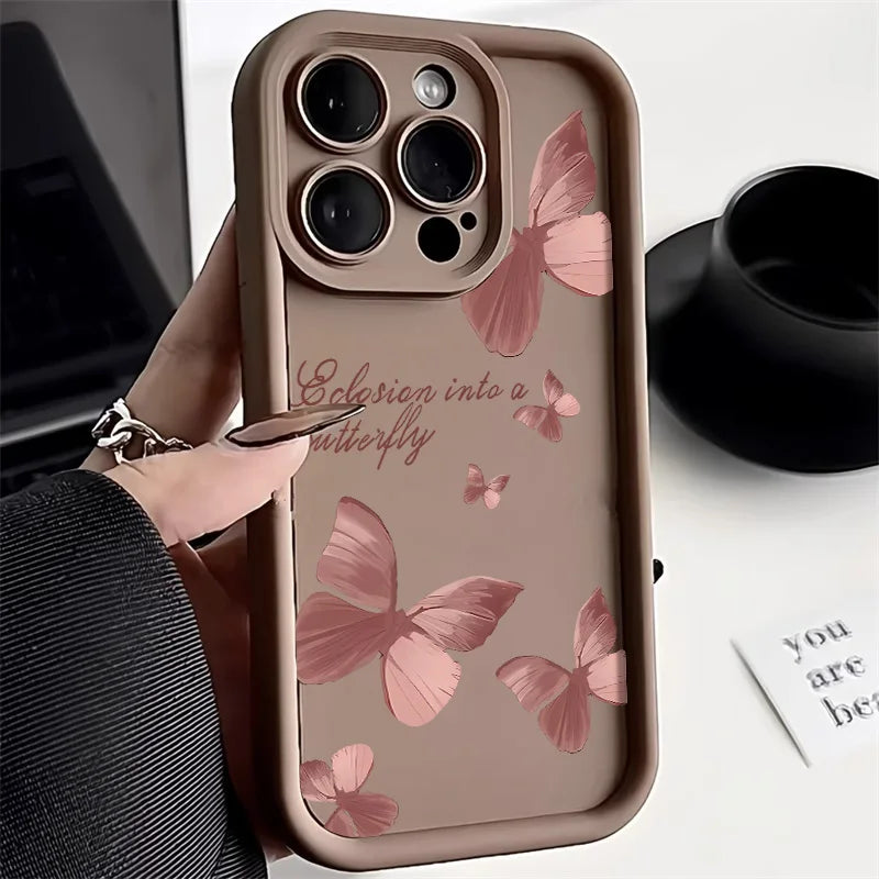 Liquid Silicone Case For iPhone 11 Case iPhone 15 12 13 14 16 Pro Max 7 8 Plus XS X XR SE 2020 2022 Butterfly Shockproof Cover