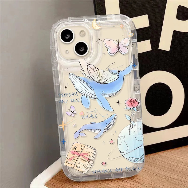 Cute Dinosaur Phone Case For iPhone 11 Case iPhone 15 13 12 16 14 Pro Max XR XS X 7 8 Plus SE 2020 Airbag Cartoon Animals Cover