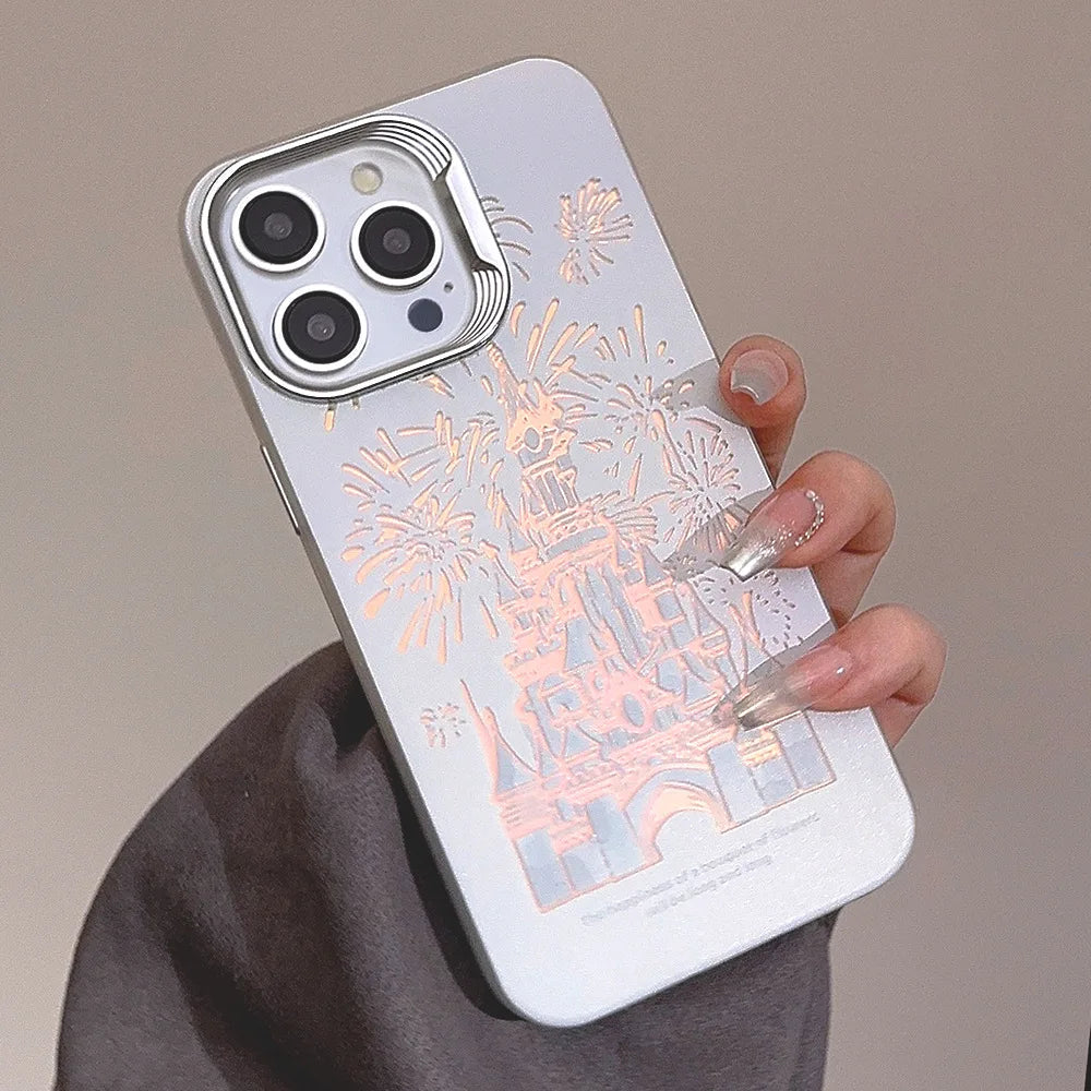 Discount Dream Castle Fireworks Gradient Dazzling White Cover Case For iPhone 16 15 14 13 12 11 Pro Max Plus Phone Case sale