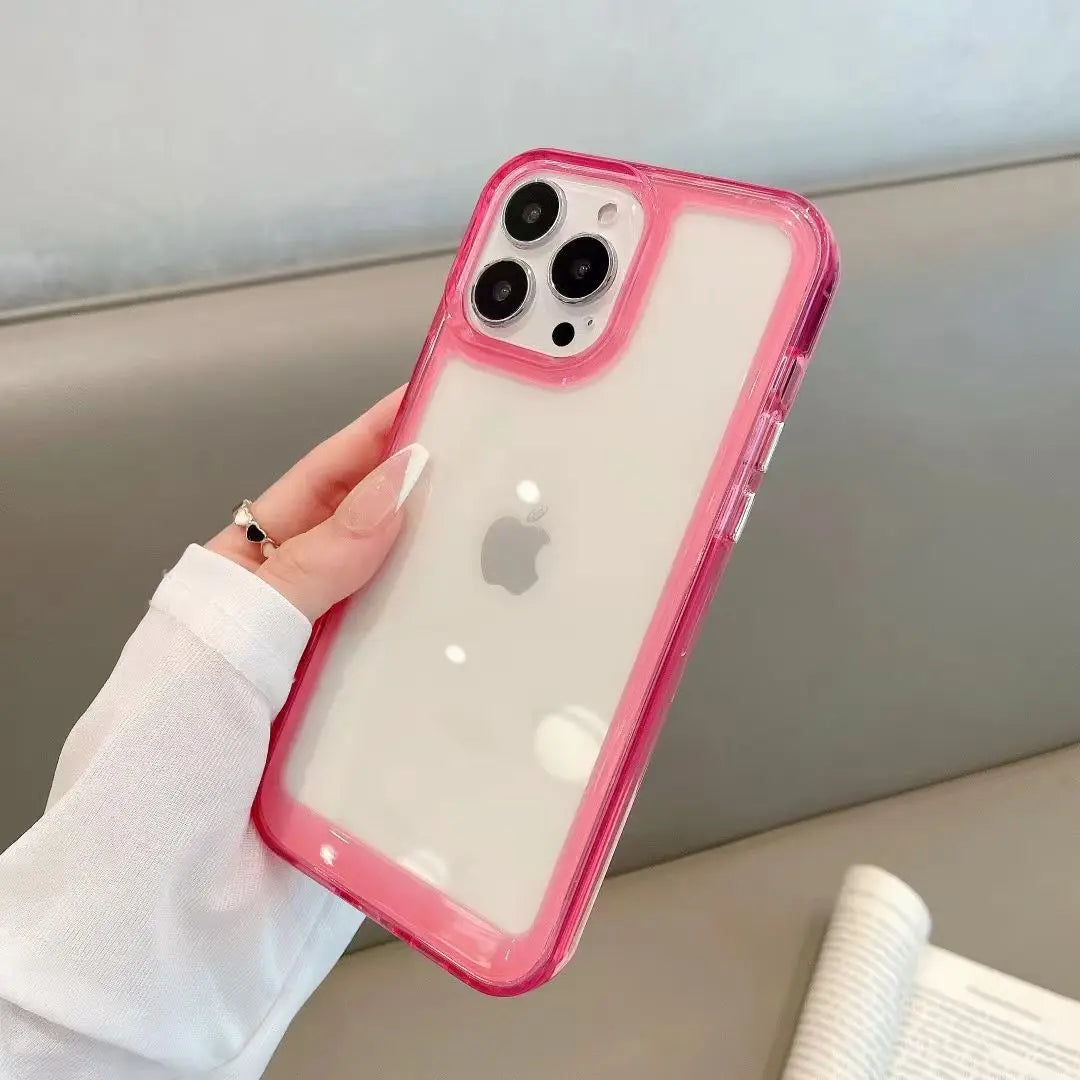 Luxury Transparent Shockproof Armor Case for iPhone 16 15 14 13 12 Mini 11 Pro XR XS Max 7 8Plus Clear Bumper Hard Acrylic Cover