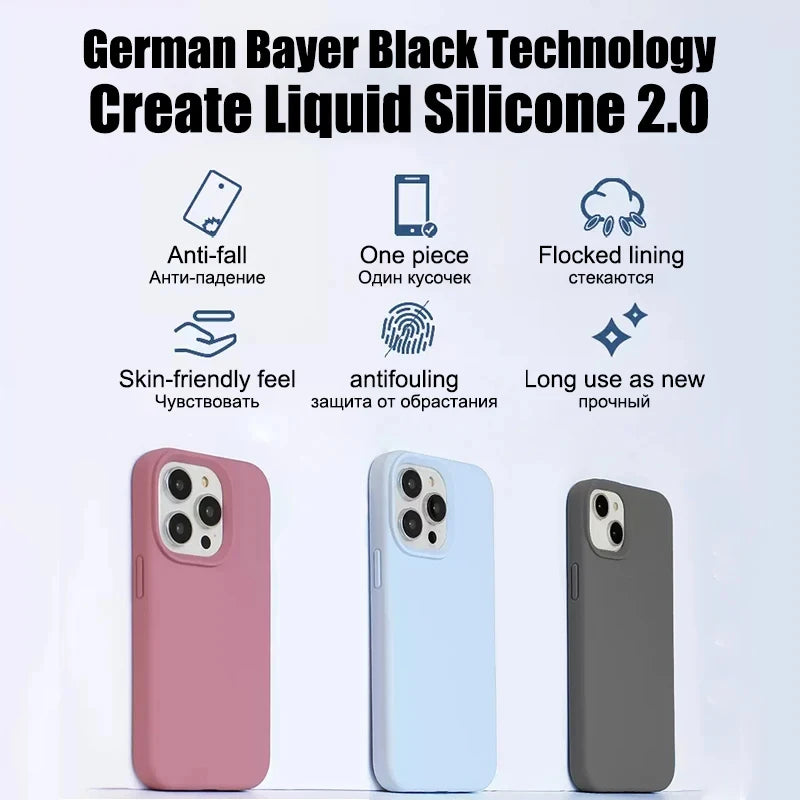 Luxury Liquid Silicone Case For iPhone 16 Pro Max Phone Cases For Apple iPhone 16 Pro Max Plus Soft Shockproof Cover Accessories