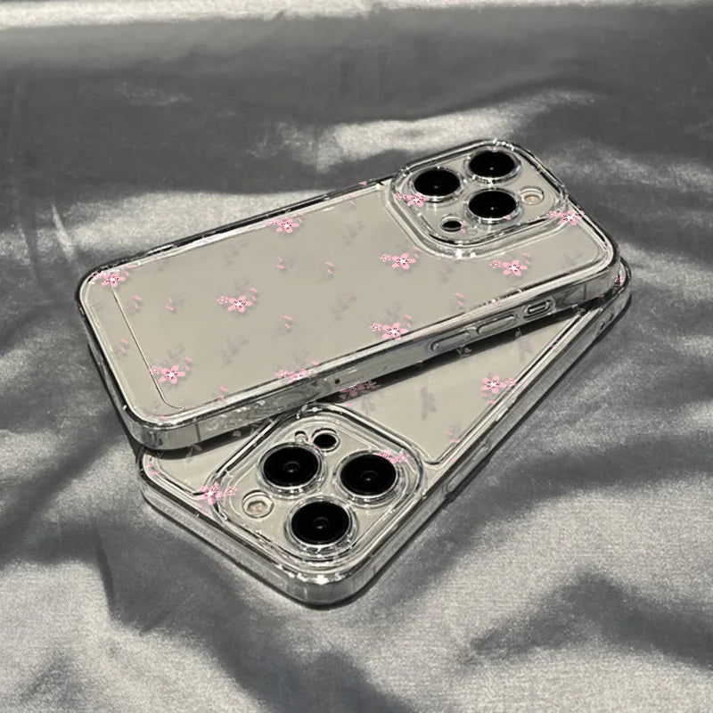 Transparent Flower Phone Case For iPhone 11 Case for iPhone 13 12 14 16 15 Pro Max XR XS X 7 8 SE Aesthetic Floral Cover Funda