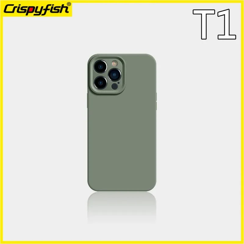 Simple Green Forest Color Scheme For IPhone 16 15 11 13 Pro Max 12 14 Solid Color Liquid Silicone Soft Case Protection Cover Men