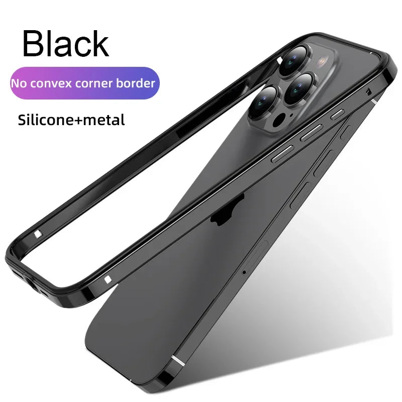 Hybrid Silicone Frame Aluminum Metal Phone Case For iPhone 16 15 Pro Max 14 13 12 Better Heat Bumper