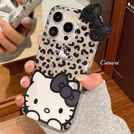 Discount Sexy Hello Kitty Bowknot Lustre Lining Hard High Phone Case for iPhone 16 15 Pro Max 14 Plus 13 Mini 12 11 13 Pro X XS XR 7 8 SE sale