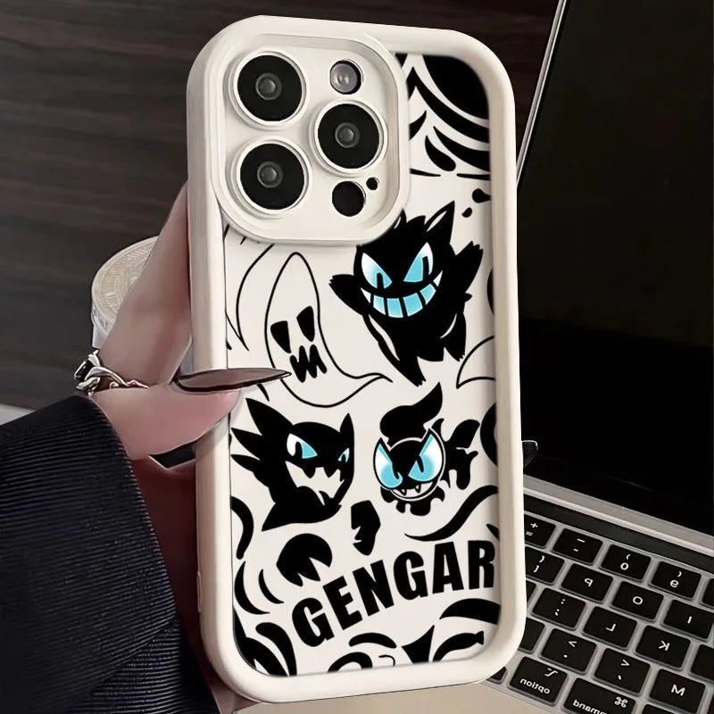 Pokemon Gengar Phone Case for iPhone 15 14 13 12 Mini 11 Pro Max XS X XR 8 7 6S 6 Plus SE 2020 Liquid Silicone Shockproof Cover