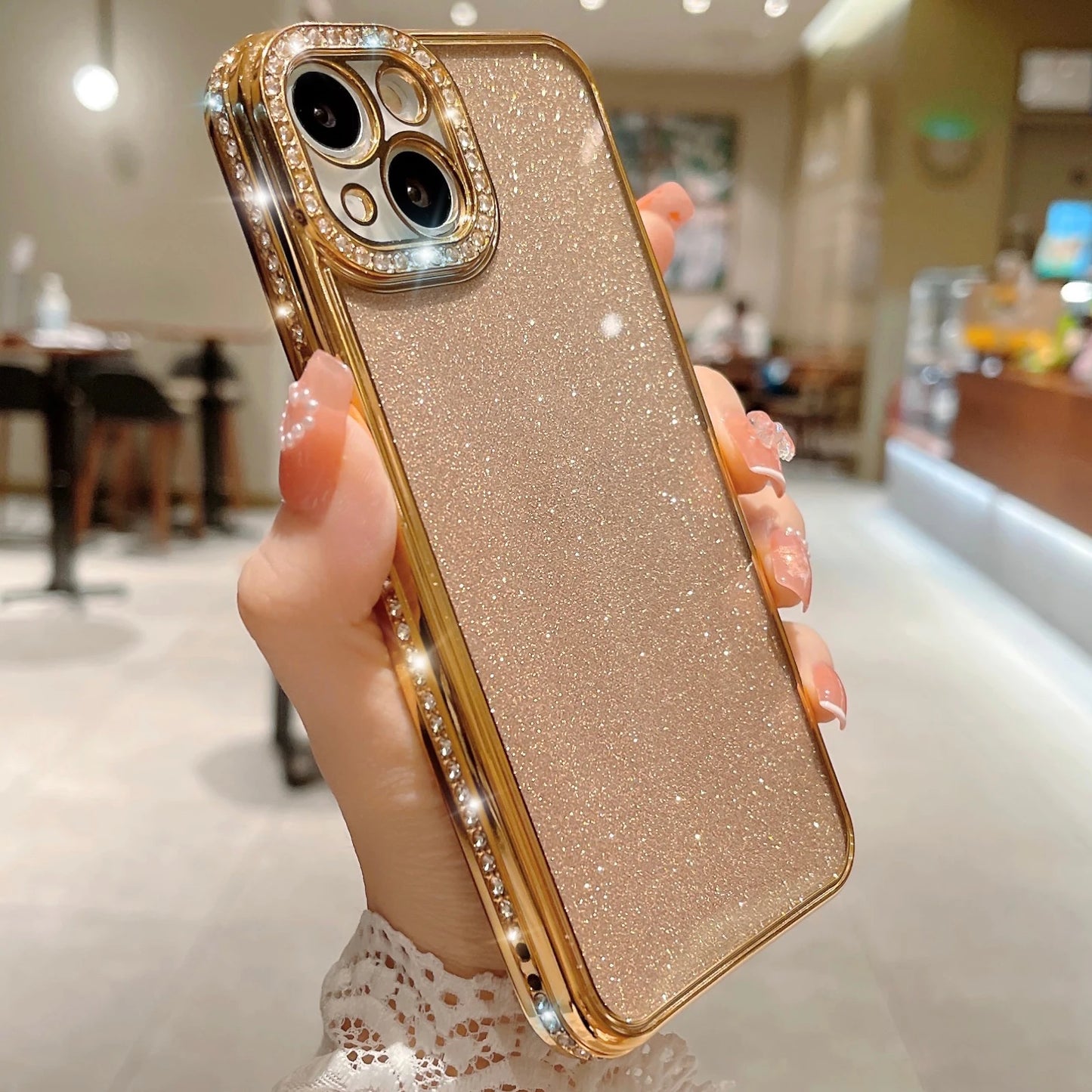 Luxury Bling Glitter Diamond Case For iPhone 16 15 14 Plus 13 11 12 Pro XR X XS Max Soft Rhinestone Plating Bumper Sequin Cover