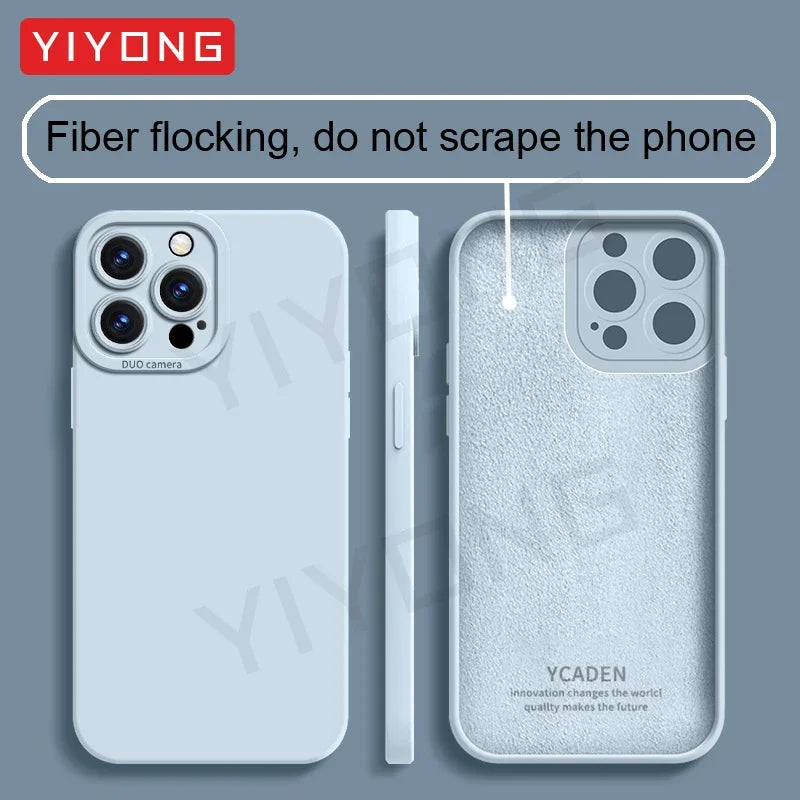 For iPhone16 Pro Max YIYONG Original Soft Liquid Silicone Cover For iPhone 16 15 14 11 12 13 Mini iPhone15 Plus SE3 SE 2022 Case