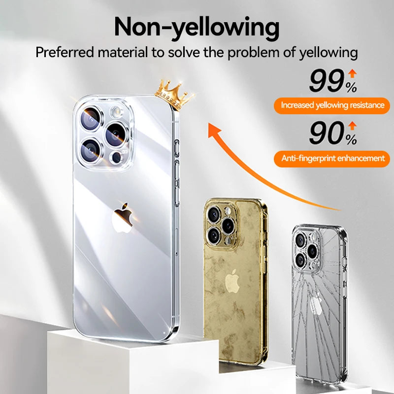 For iPhone 16 Pro Max Case Lens Protection Anti-Yellow Shockproof Cover For iPhone 16 Pro 16 plus Transparent Case