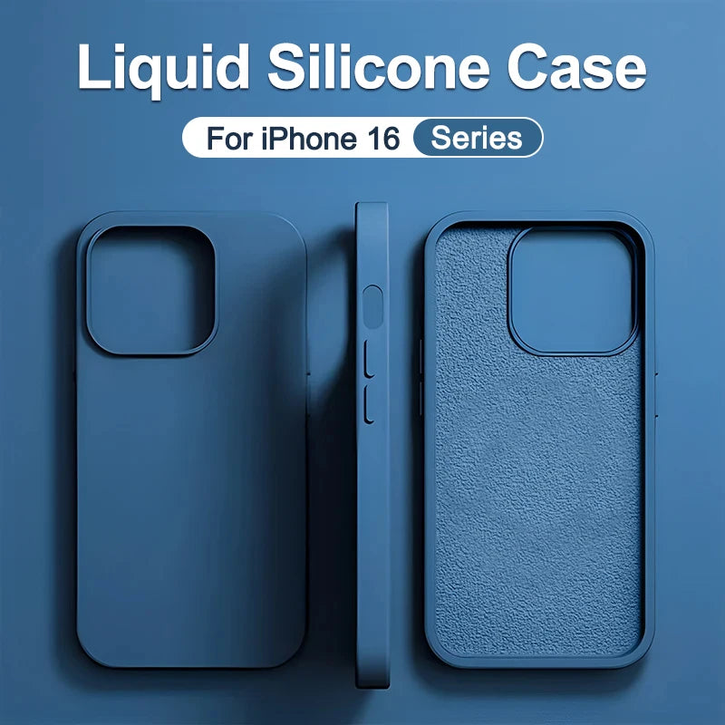 Discount Luxury Shockproof For iPhone 16 Pro Max Case Liquid Silicone Cases For Apple iPhone 16 Plus Bumper Soft Cover Phone Accessories sale