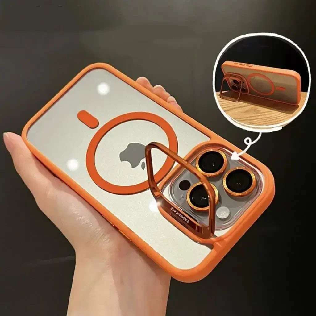 Fashion Ring Stand Case For Magsafe For iPhone 15 14 13 12 11 16 Pro Max Plus Magnetic Wireless Charge Case With Lens Protector