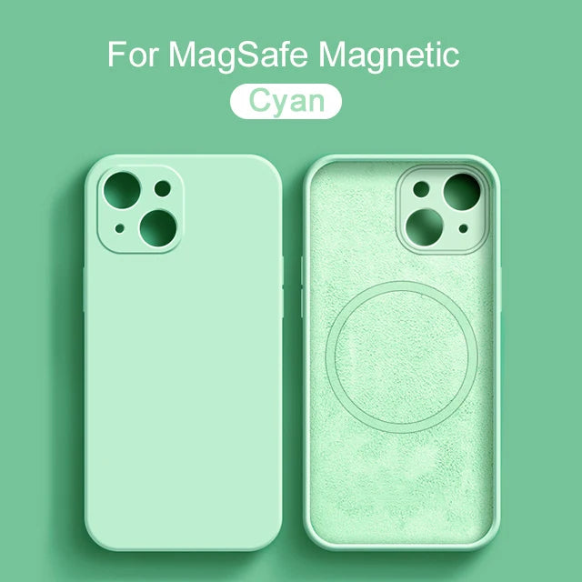 Original For Magsafe Magnetic Case For iPhone 15 14 13 12 11 Pro Max Mini X XR XS 8 Plus Liquid Silicone Wireless Charge Cover