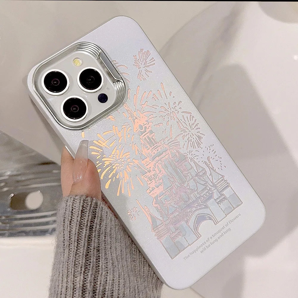 Dream Castle Fireworks Gradient Dazzling White Cover Case For iPhone 16 15 14 13 12 11 Pro Max Plus Phone Case