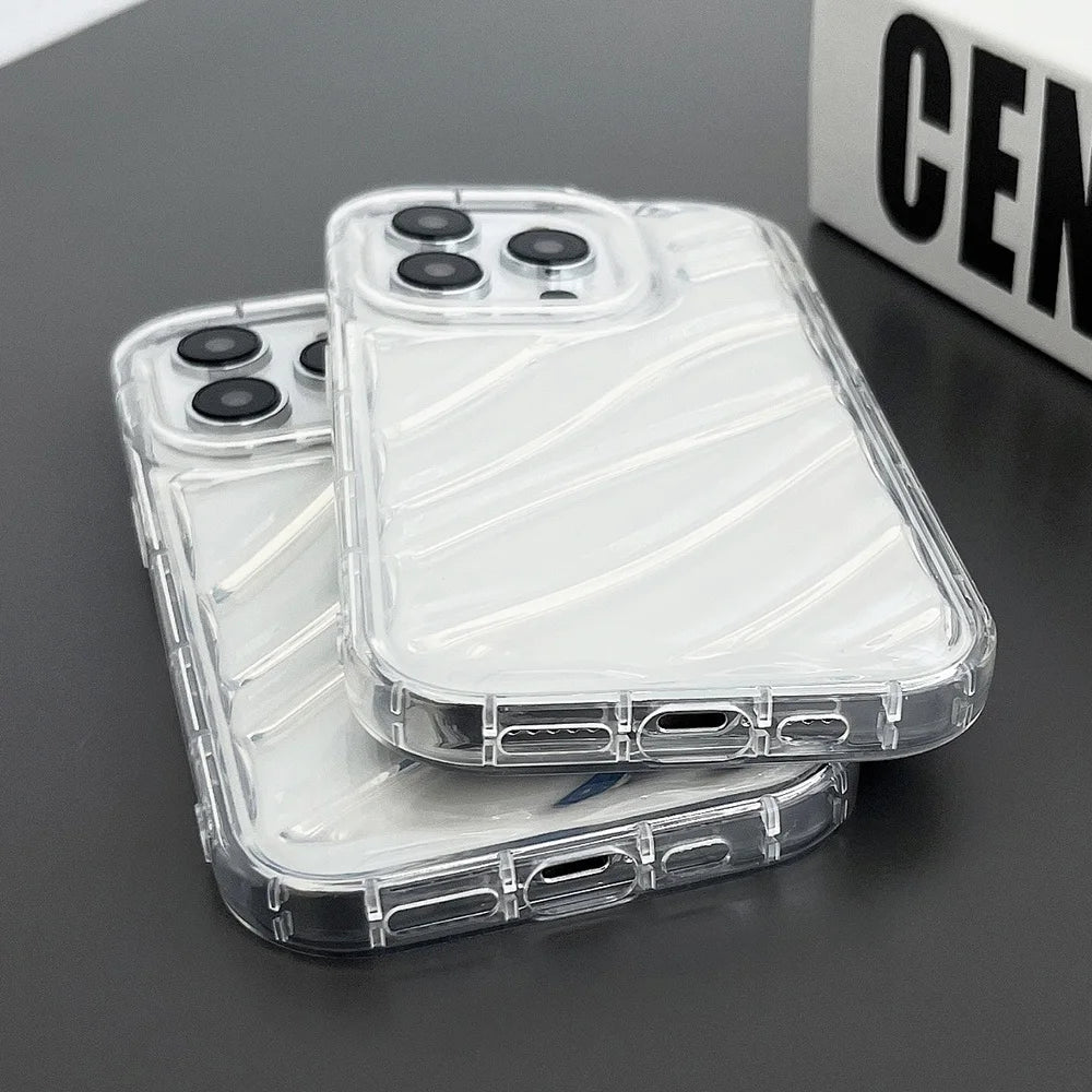 Airbag Phone Case For iPhone 11 Case iPhone 13 16 14 12 15 Pro Max XS XR X 7 8 Plus SE Shockproof Bumper Soft Clear Wavy Cover