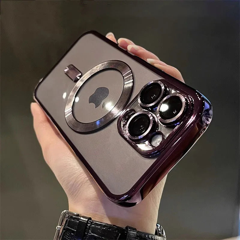 Luxury Magnetic Plating Clear Case For Magsafe Wireless Charging iPhone 11 12 13 14 15 16 Pro Max Plus Shockproof Silicone Cover