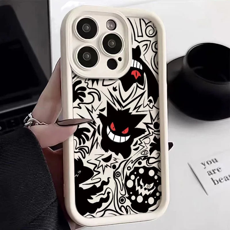 Pokemon Gengar Phone Case for iPhone 15 14 13 12 Mini 11 Pro Max XS X XR 8 7 6S 6 Plus SE 2020 Liquid Silicone Shockproof Cover