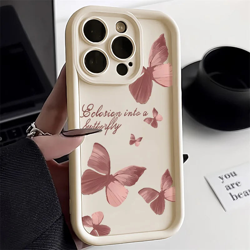 Liquid Silicone Case For iPhone 11 Case iPhone 15 12 13 14 16 Pro Max 7 8 Plus XS X XR SE 2020 2022 Butterfly Shockproof Cover