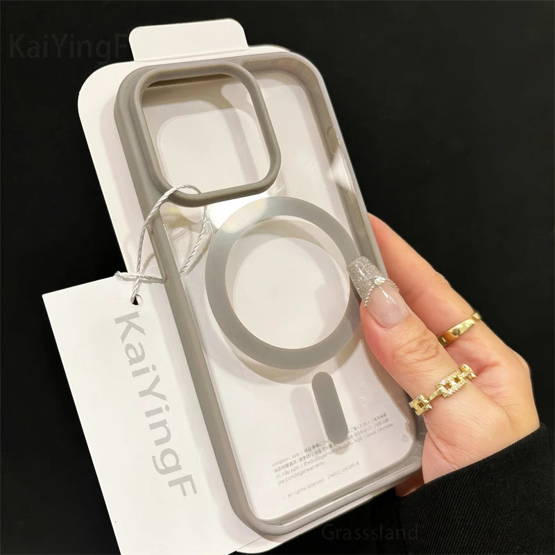 Discount Luxury Magsafe Transparent Case For iPhone 16 15 14 13 12 11 Pro X XS XR Max 7 8 Plus Mini Magnetic Wireless Charge Phone Cover sale