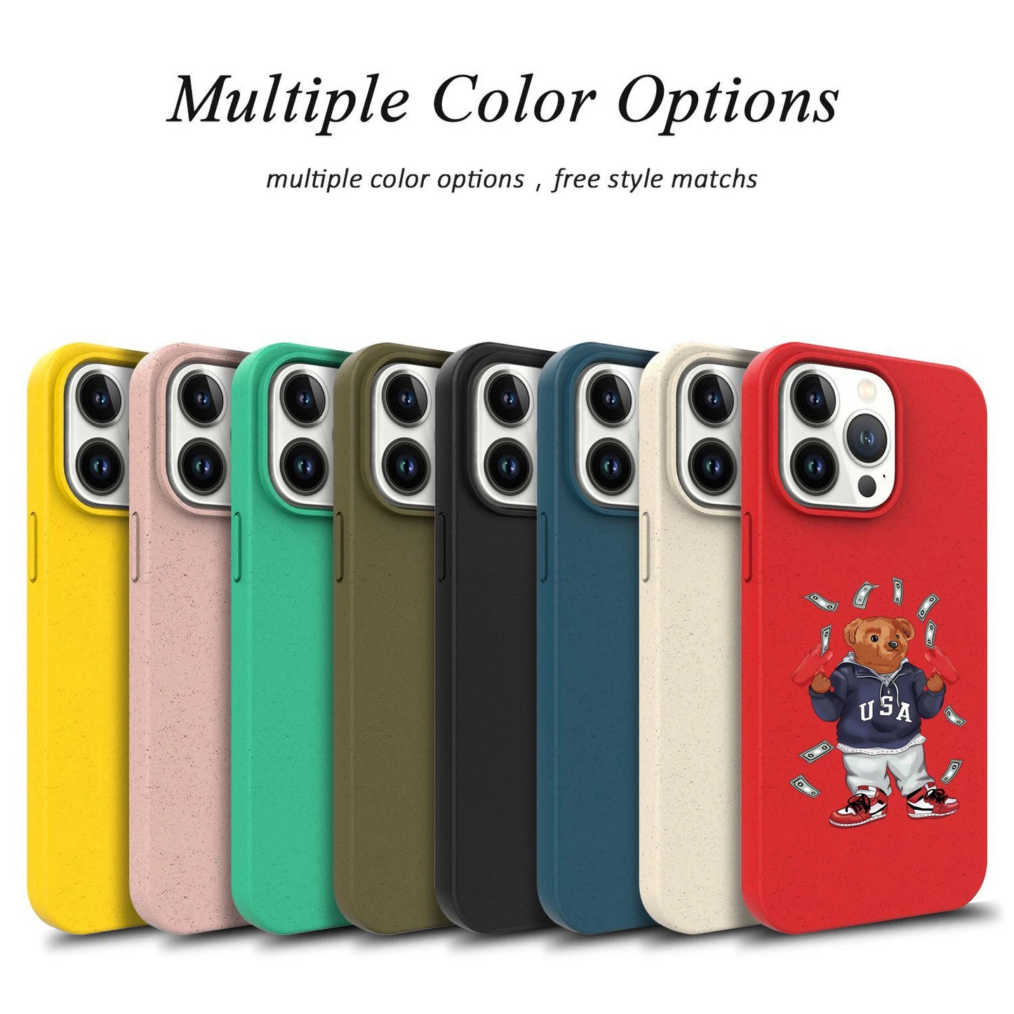 bear streetwear degrade Silicone Soft Case top Phone Cover for iPhone 15 14 13 12 11 Pro Mini 7 8 Se Plus Xr X Xs Max funda