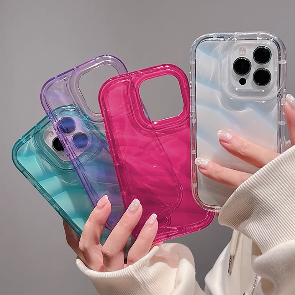 Discount Airbag Phone Case For iPhone 11 Case iPhone 13 16 14 12 15 Pro Max XS XR X 7 8 Plus SE Shockproof Bumper Soft Clear Wavy Cover sale