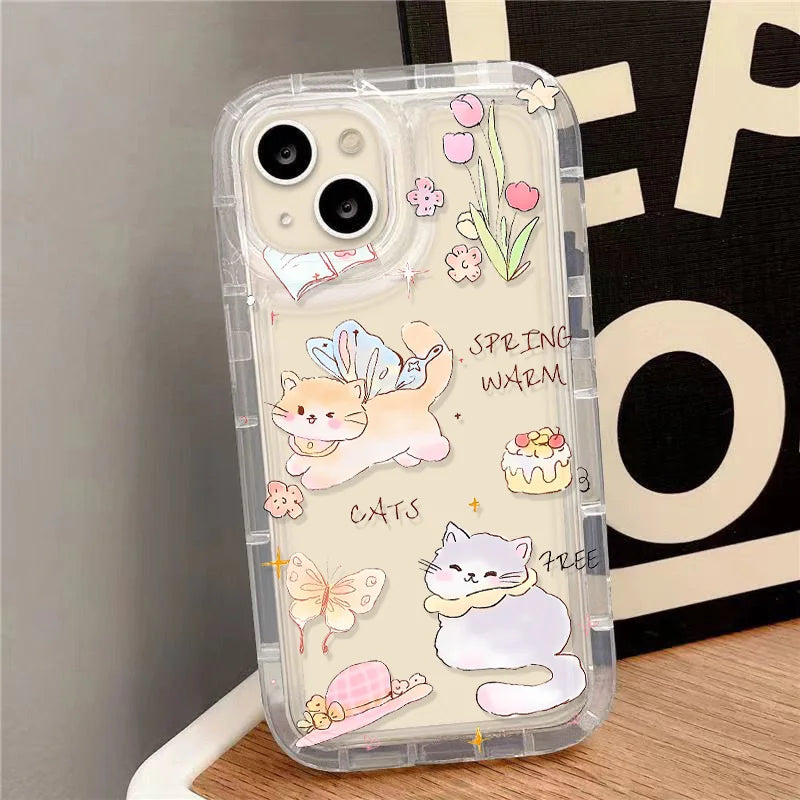 Cute Dinosaur Phone Case For iPhone 11 Case iPhone 15 13 12 16 14 Pro Max XR XS X 7 8 Plus SE 2020 Airbag Cartoon Animals Cover