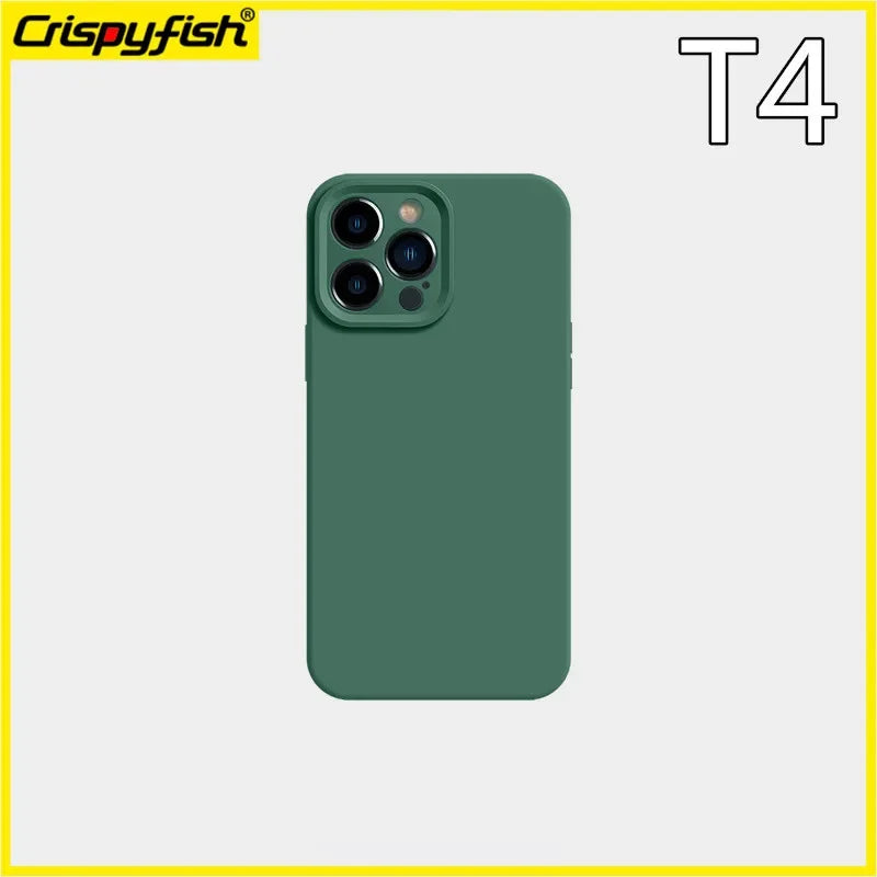 Simple Green Forest Color Scheme For IPhone 16 15 11 13 Pro Max 12 14 Solid Color Liquid Silicone Soft Case Protection Cover Men