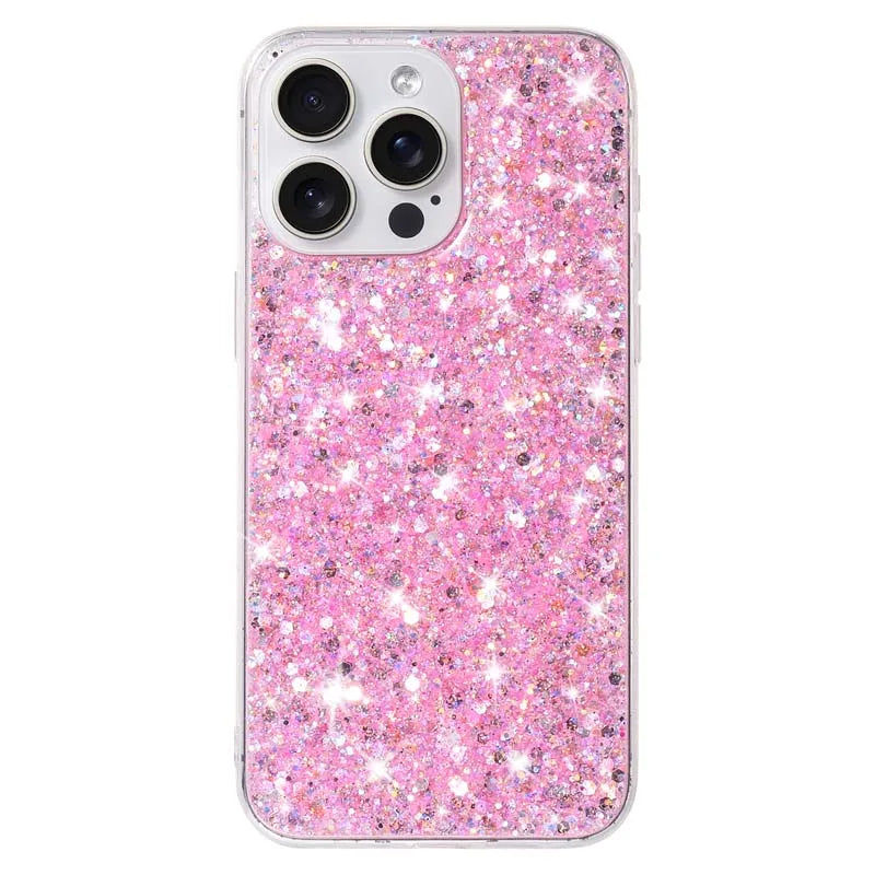 Starry Glitter Pink Sequin Phone Case For IPhone 16 15 14 13 12 11 Pro Max X XR  7 8 Plus SE2 Hard Silicone Anti-fall Back Cover