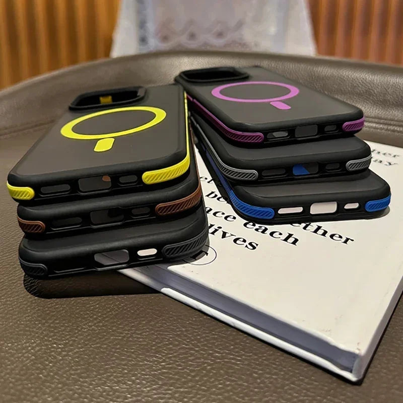 For iPhone 16 Pro max Case Luxury Patchwork Color Magsafe Case For iPhone 15 14 13 12 11 Pro Max Plus Translucent Magnetic Cover