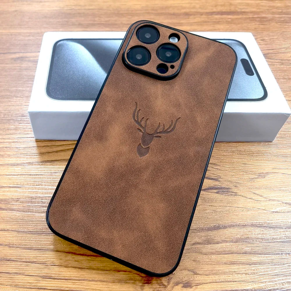 Luxury Retra PU Leather Case For iPhone 16 15 14 13 12 11 Pro Max iPhone11 iPhone12 11Pro 12Pro Deer Pictural Full Back Covers