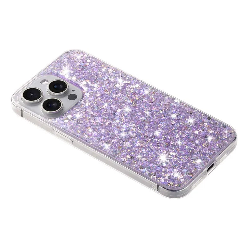 Starry Glitter Pink Sequin Phone Case For IPhone 16 15 14 13 12 11 Pro Max X XR  7 8 Plus SE2 Hard Silicone Anti-fall Back Cover