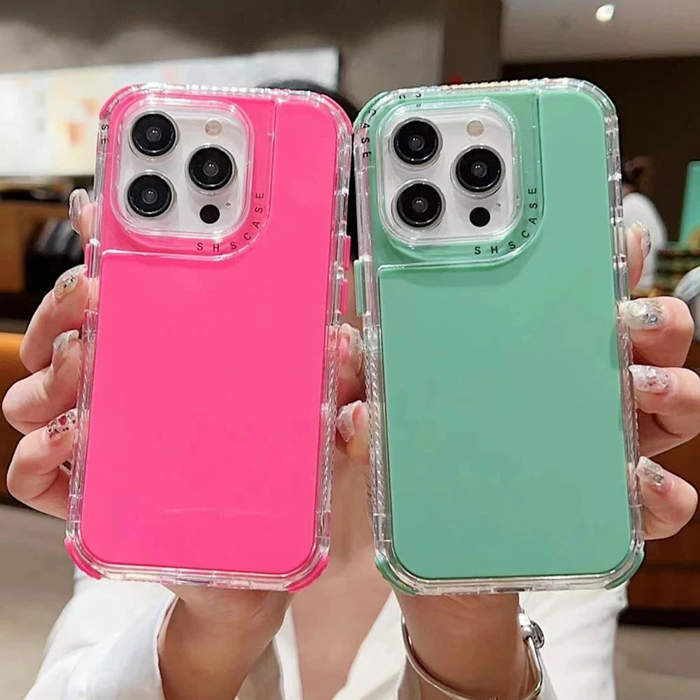 Discount 3 IN 1 Military Grade Protection Solid Color Armor Case For iPhone 16 15 14 13 12 11 Pro Max MINI 6 SE 7 8 PLUS XR XS Max  Cover sale