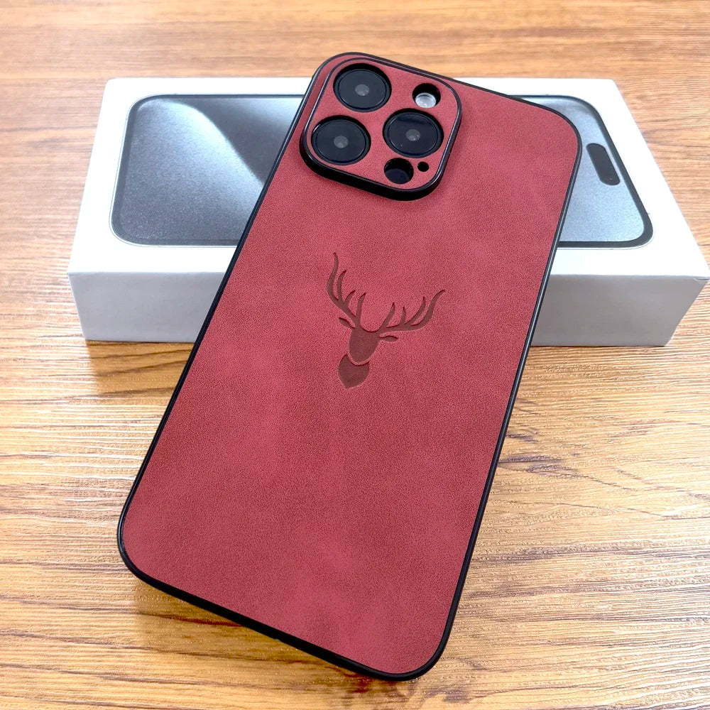 Luxury Retra PU Leather Case For iPhone 16 15 14 13 12 11 Pro Max iPhone11 iPhone12 11Pro 12Pro Deer Pictural Full Back Covers