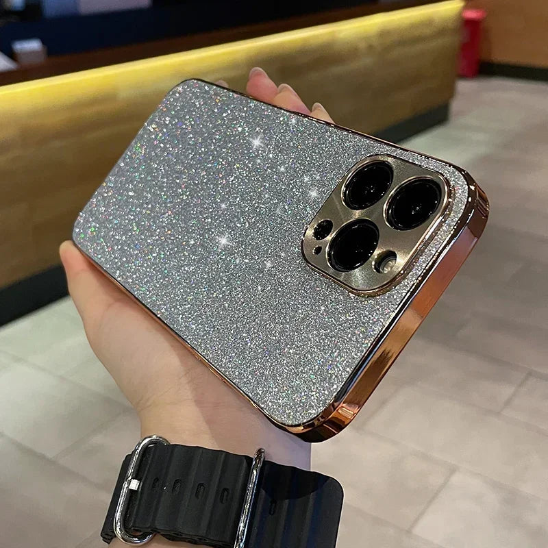 Bling Shiny Diamond Luxury Phone Case for iPhone 16 15 14 13 12 11 Pro Max Plus Plating Glitter Hard Cover for iPhone 16ProMax