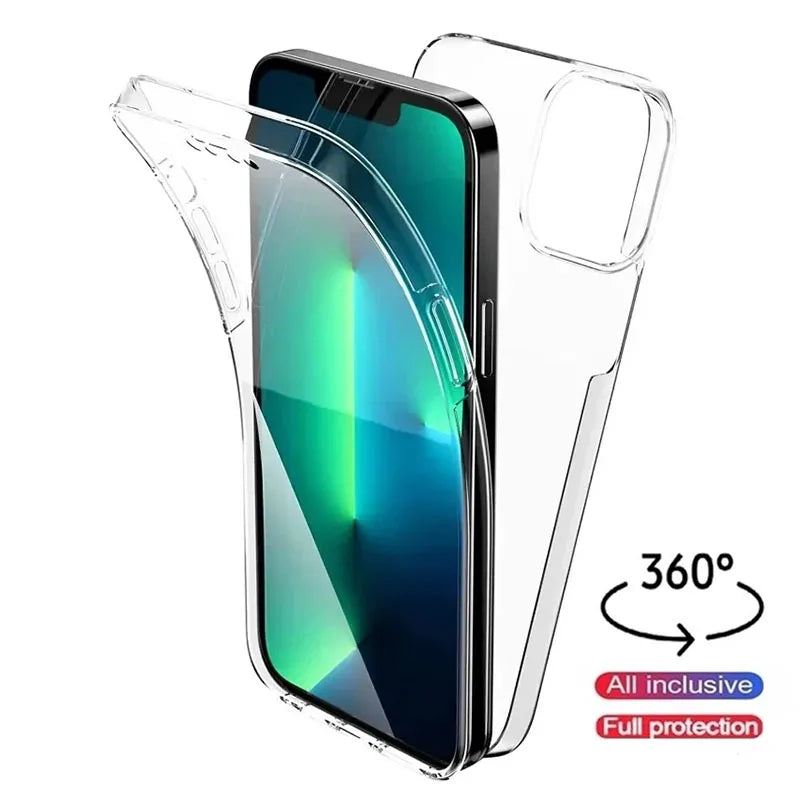 Discount Clear 360 Full Wrap Phone Case for iPhone 16 Pro Max 15 14 13 12 11 SE2/SE3 Xr Xs 7 8 Plus Back Cover sale