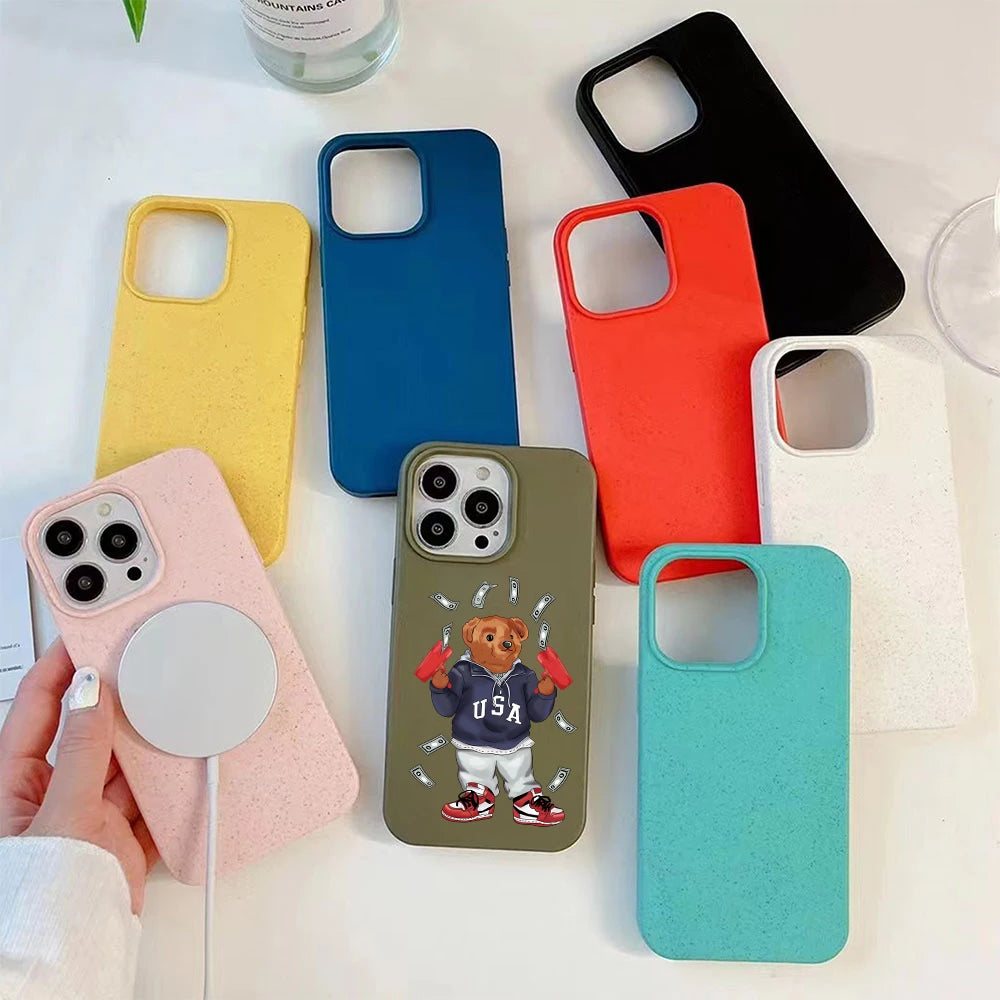 bear streetwear degrade Silicone Soft Case top Phone Cover for iPhone 15 14 13 12 11 Pro Mini 7 8 Se Plus Xr X Xs Max funda