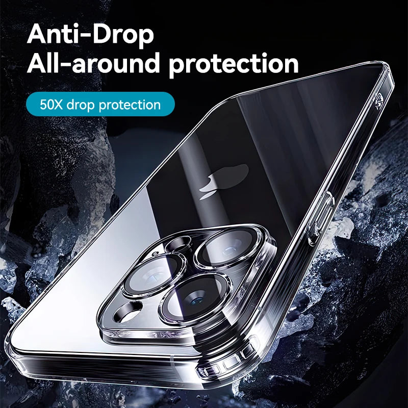 Case For iPhone 16 Pro Max Anti-drop Transparent Cover For iPhone 16 15 14  Pro Max Shockproof Case With Len Protection