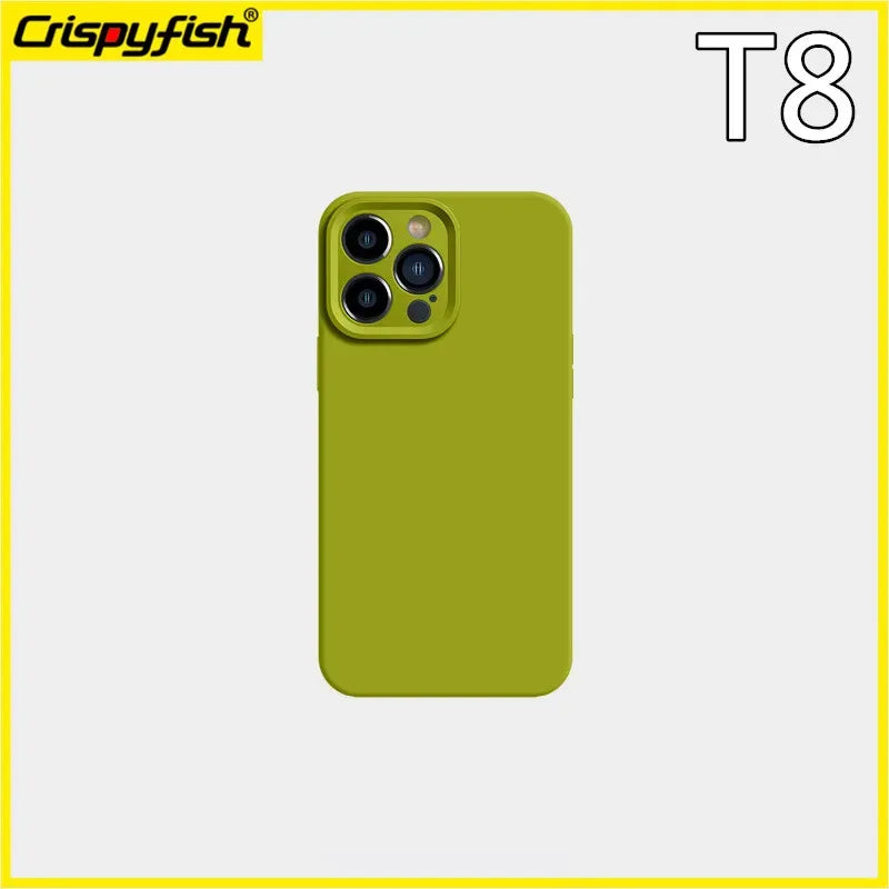 Simple Green Forest Color Scheme For IPhone 16 15 11 13 Pro Max 12 14 Solid Color Liquid Silicone Soft Case Protection Cover Men